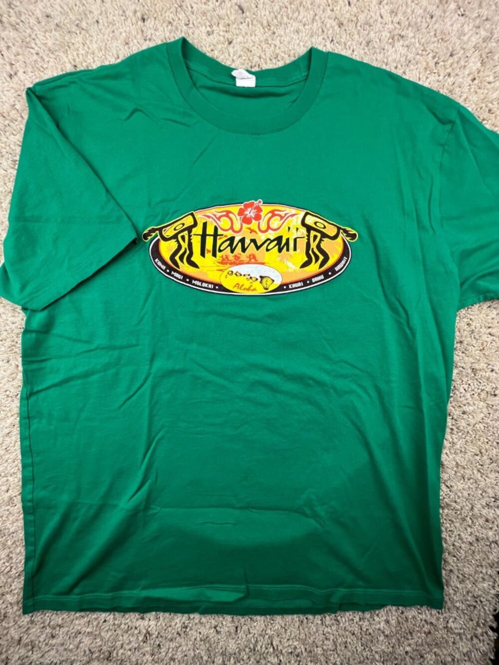 Startee Hawaii T Shirt Short Sleeve Green Graphic 2XL Hawai’i Aloha Maui Kona